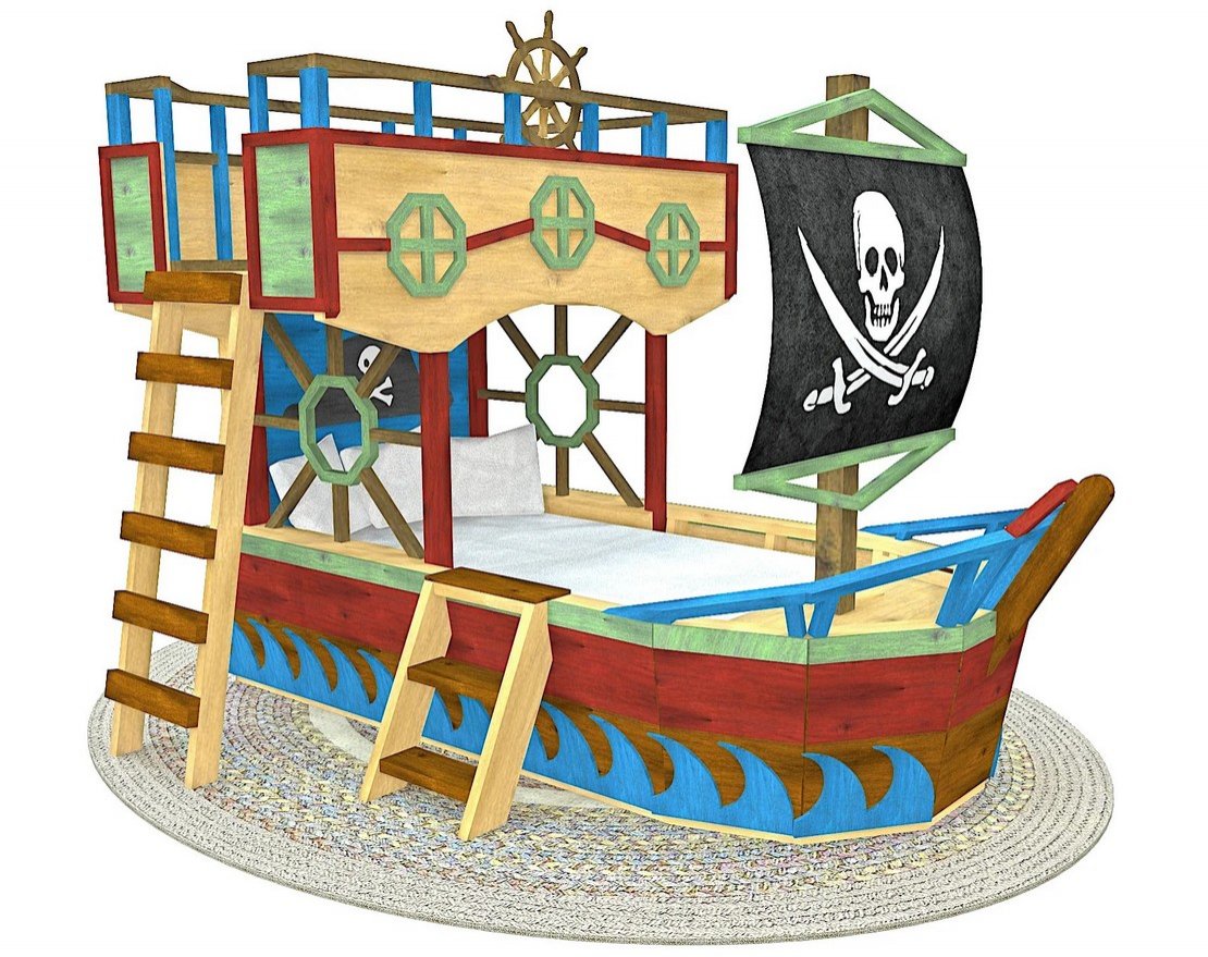 Двухъярусная кровать TORUDA WOOD Пиратский корабль Морской король